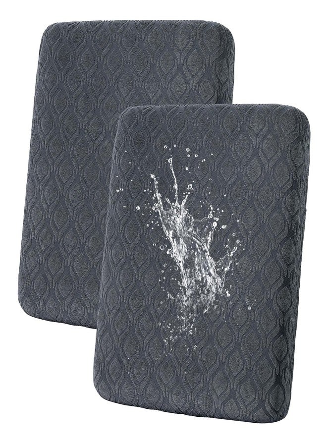 KELUINA Waterproof Loveseat Couch Cushion Covers, Jacquard Magic Sofa Cushion Covers Washable, Stretch Couch Seat Covers Furniture Protector for Pets with Elastic Bottom (2PC, Grey) - Image 1